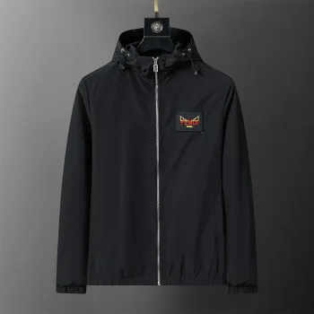 Fendi Mens Hooded Windbreaker Jacket with Embroidered Logo #A54234