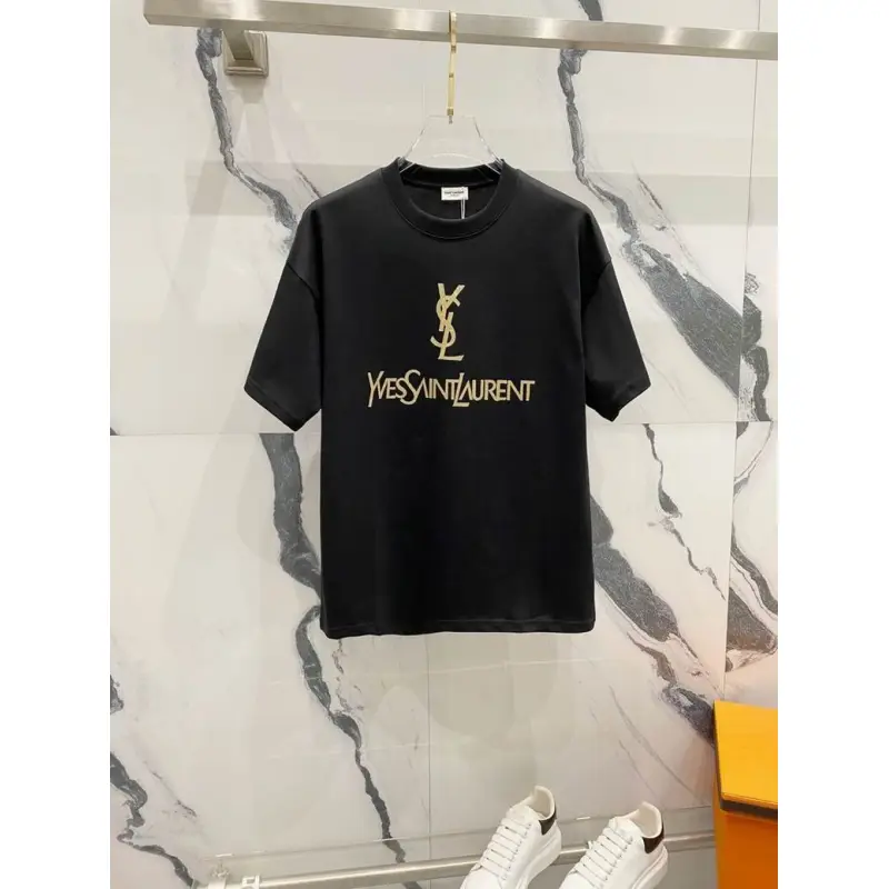YSL T-Shirts for MEN Black/White #A47062