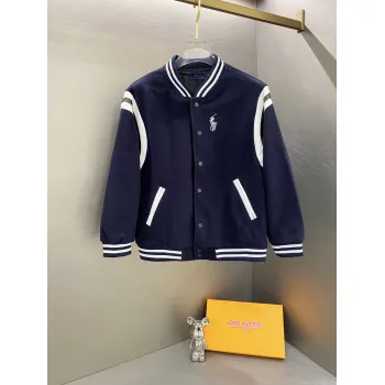 Ralph Lauren Pony Embroidery American Retro Wool Patchwork Leather Baseball Jacket with Large Logo Jackets for Men #A58790