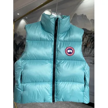 Ca*Goose Black logo Cypress Puffer Series Fitted Solid Color Glossy High Neck Sleeveless Windproof Down Jacket #A57852