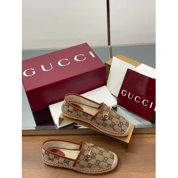 Gucci Shoes for Women Gucci Flats Horsebit GG Canvas espadrilles in burgundy #A49568