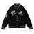 AMIRI Black Varsity Jacket With Intricate Embroidered Logos And Musical Note Accents #A54284