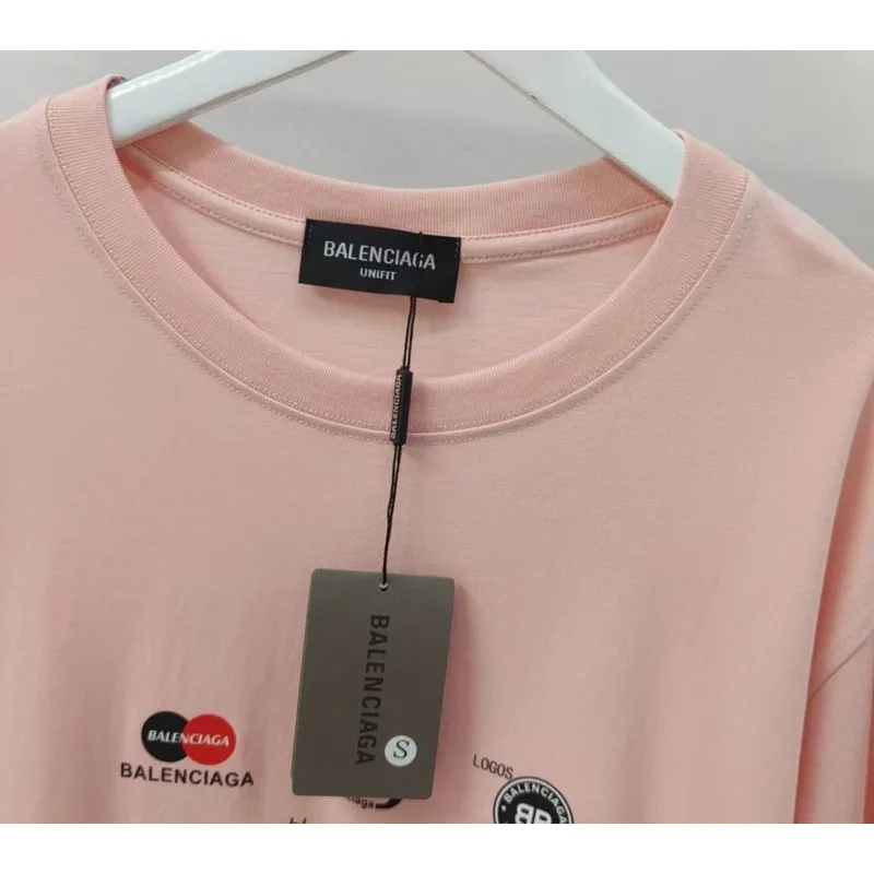 Balenciaga Gucci T-shirts for Men  Balenciaga Logo Print Pink/White/Grey #A54096