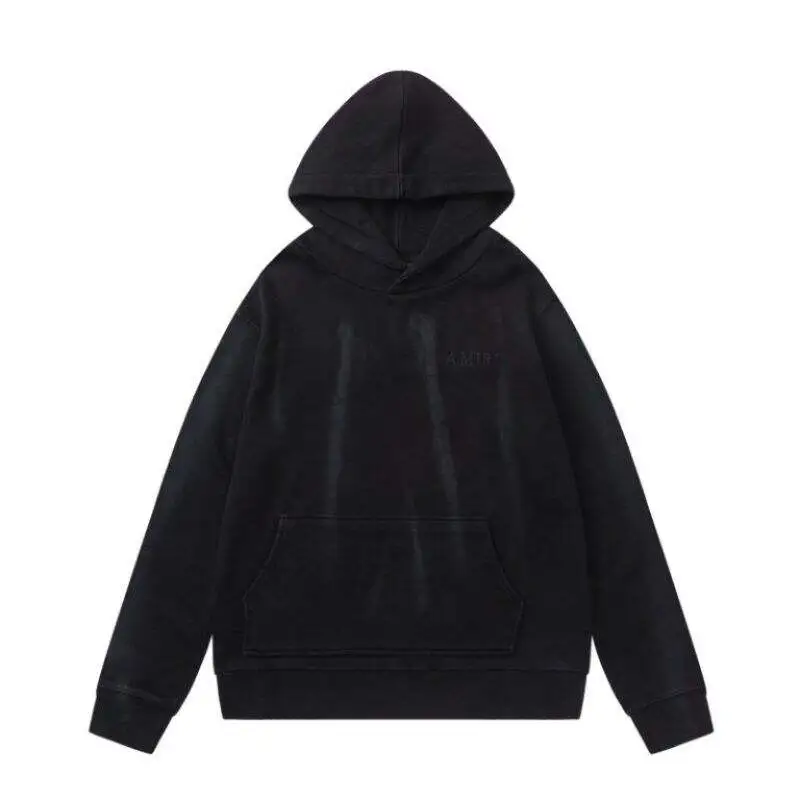 AMIRI Black Hoodie With Subtle Logo And Vintage Washed Finish #A54433