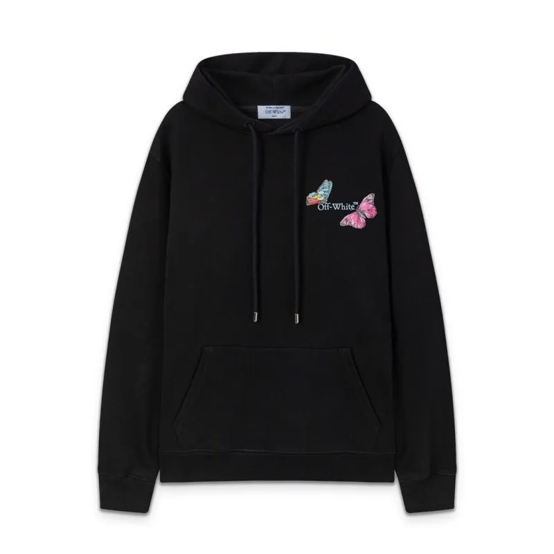 Off - White Black Hoodie With Colorful Butterfly And Arrow Graphic #A54447