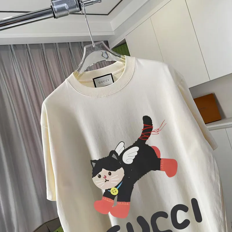 Gucci Mens AAA T-shirts Gucci Cat Embroidery T-shirt Mens #A53735