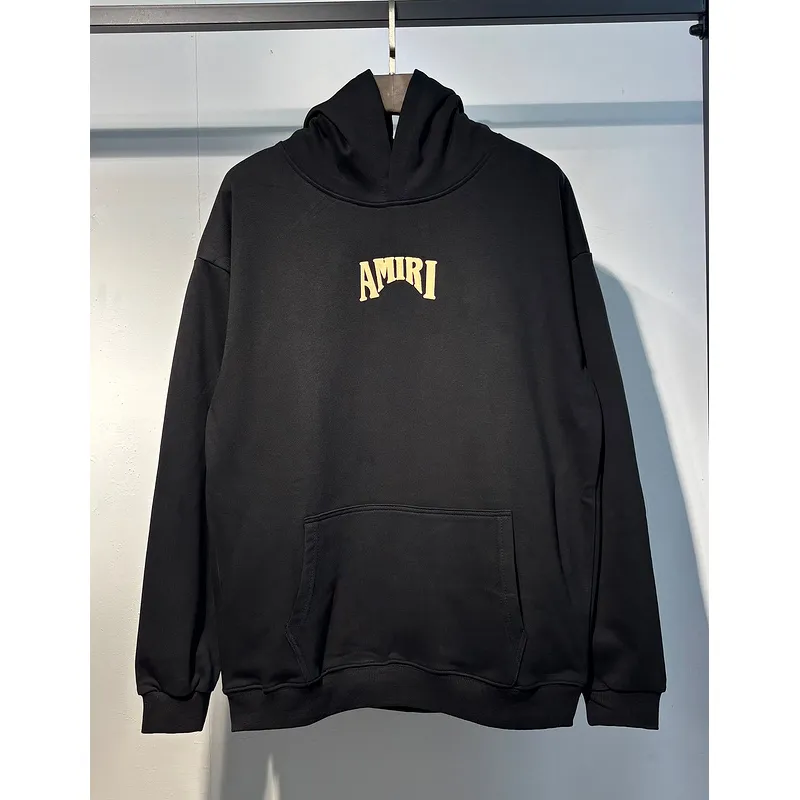AMIRI Black Hoodie With Large Back Gold Logo And Ornate Design Elements #A54286