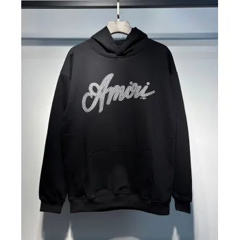 AMIRI Black Hoodie With Signature Script Logo For Timeless Streetwear Style #A54290