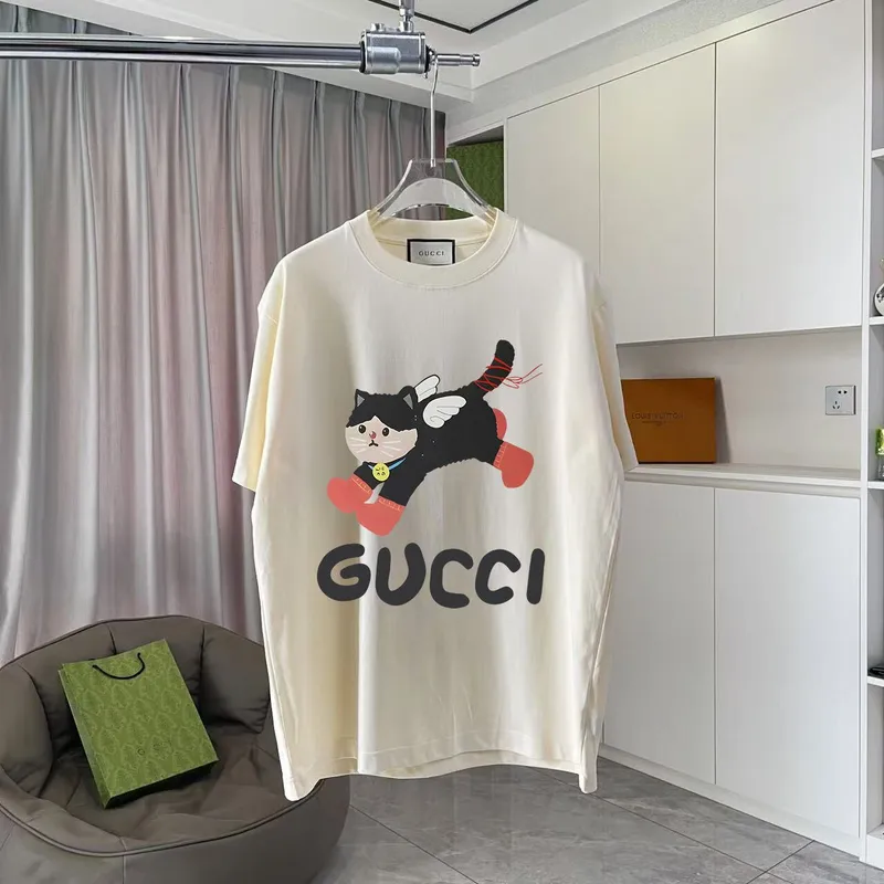 Gucci Mens AAA T-shirts Gucci Cat Embroidery T-shirt Mens #A53735