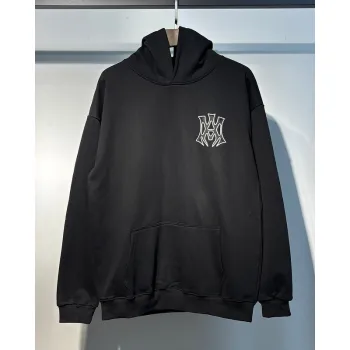 AMIRI Black Hoodie With Bold White Hollywood Logo And Ornate Emblem #A54289