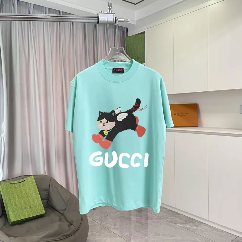 Gucci Mens AAA T-shirts Gucci Cat Embroidery T-shirt Mens #A53735