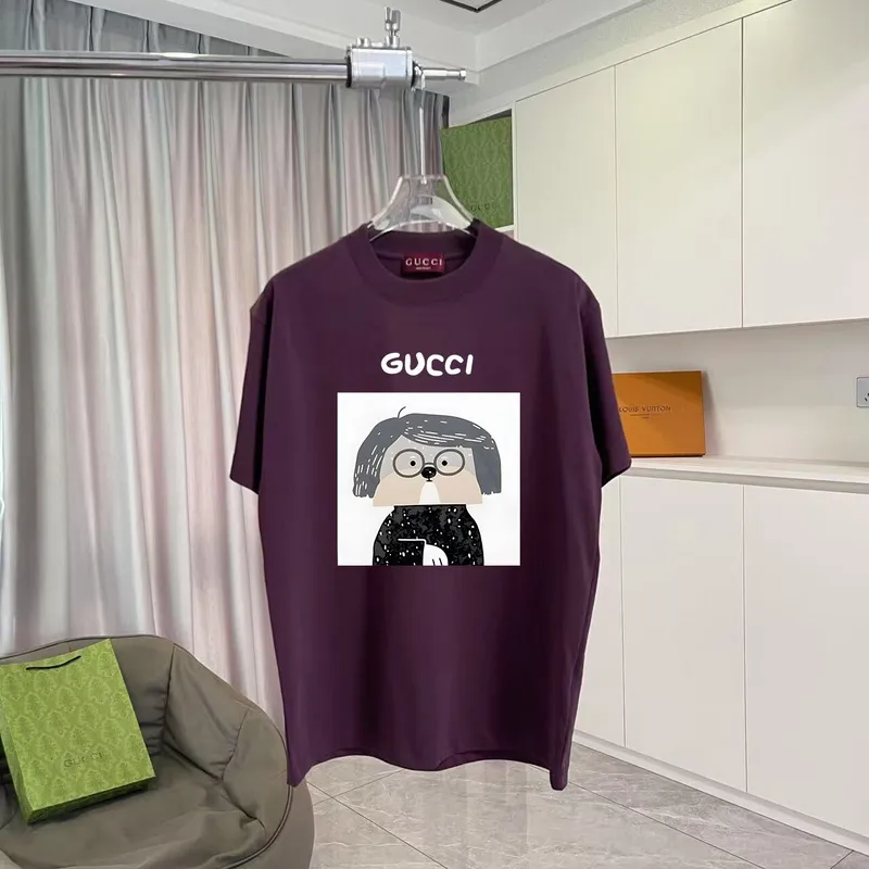 Gucci Light Blue T Shirt Featuring Funny Cartoon Character with Glasses in Modern Style #A54264