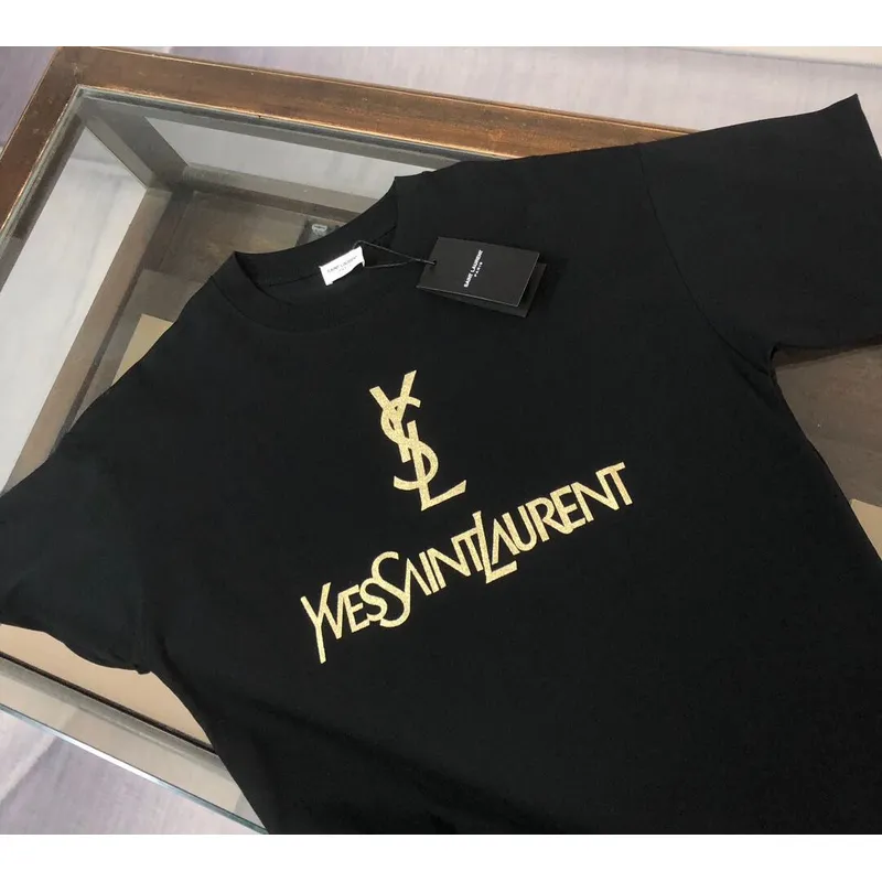 YSL T-Shirts for MEN Black/White #A53132