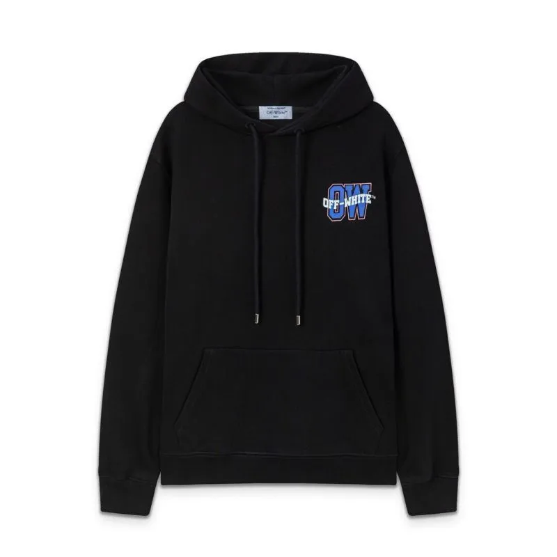 Off - White Black Hoodie With Colorful Embroidered Logo for Streetwear Fans #A54451