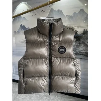 Ca*Goose Black logo Cypress Puffer Series Fitted Solid Color Glossy High Neck Sleeveless Windproof Down Jacket #A57853