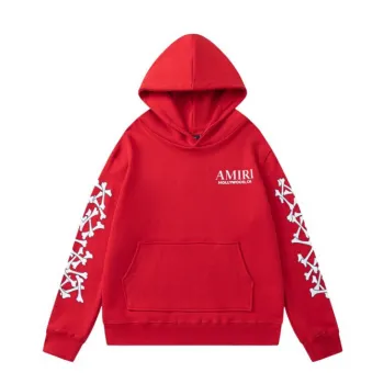 AMIRI Hoodie With Bone Graphic Sleeves And Hollywood CA Logo For Bold Street Style Red/Blue/Grey/Black #A54283