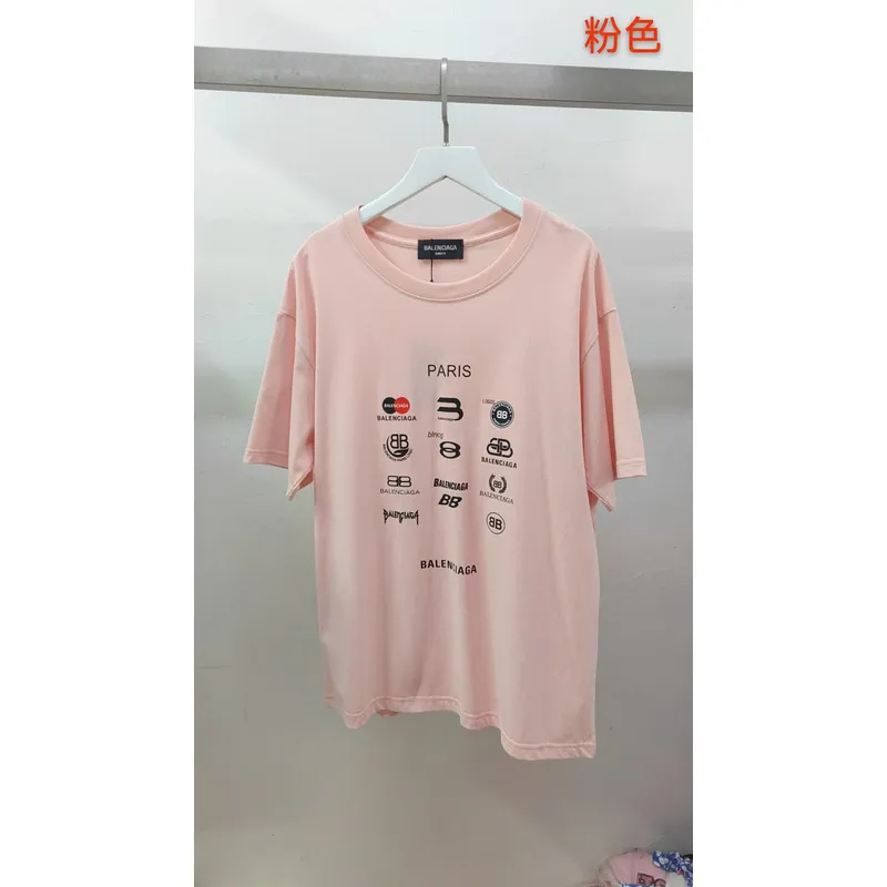 Balenciaga Gucci T-shirts for Men  Balenciaga Logo Print Pink/White/Grey #A54096