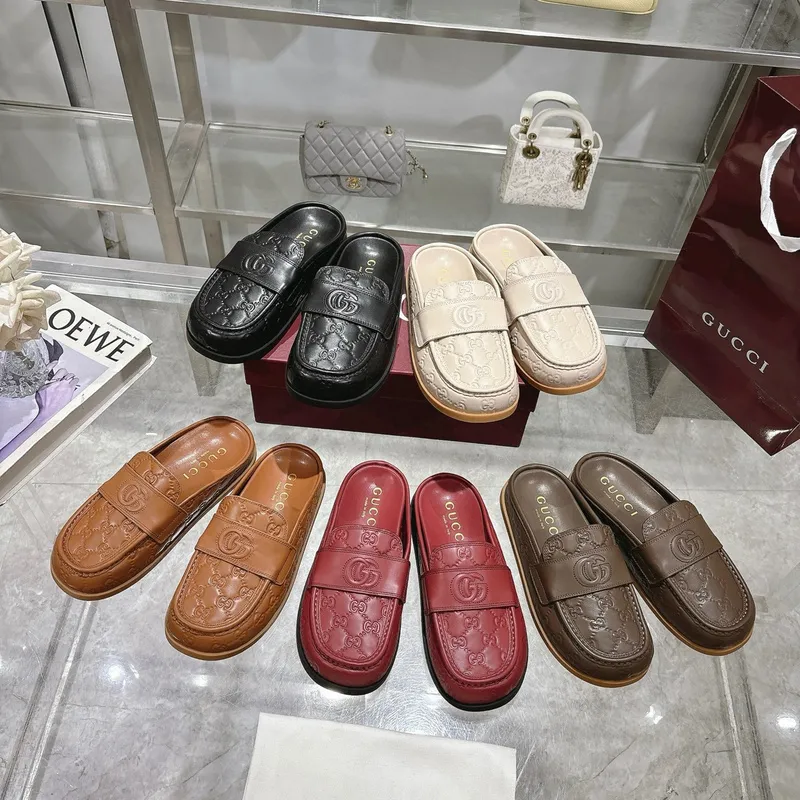 Gucci Womens Double G with GG Mules Gucci Slippers #A53223