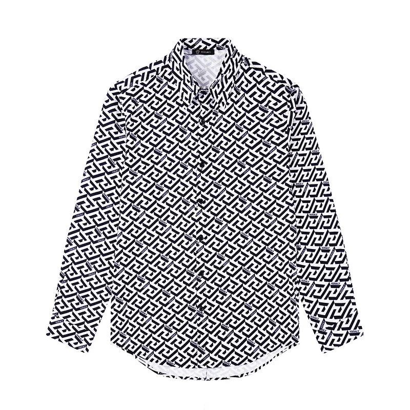 Versace Shirts for Versace Long-Sleeved Shirts for men Versace Greca Silk Twill Blouse #A53890 Versace Shirts for Versace Long-Sleeved Shirts for men Versace Greca Silk Twill Blouse #A53890