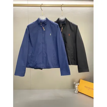 Ralph Lauren Harrington Jacket with lapel  zip-up design and windproof construction  for Men and Women #A58792