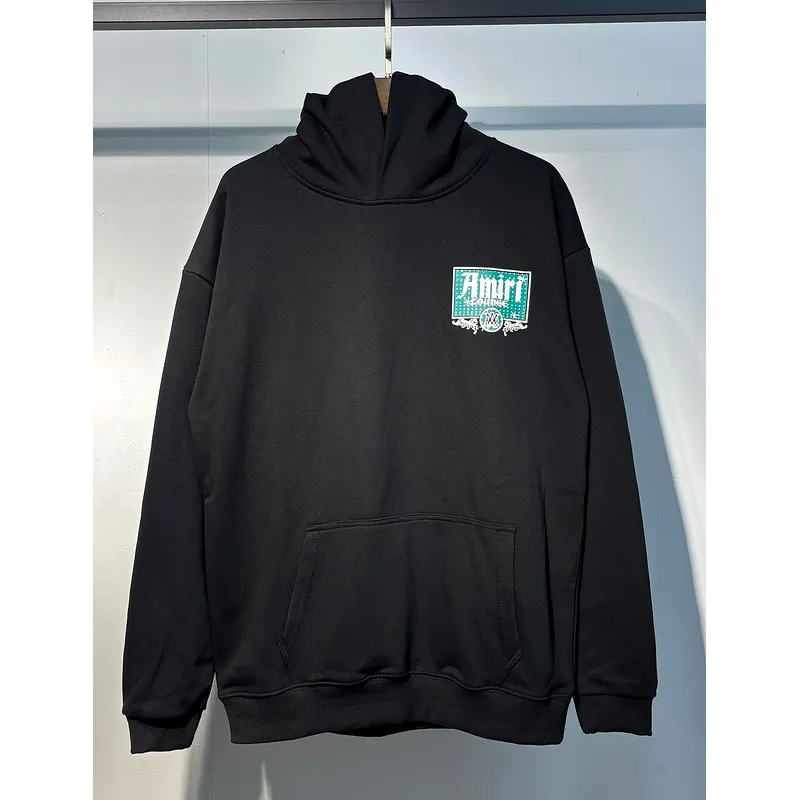 AMIRI Black Hoodie With Retro Lounge Graphic And Hollywood CA Details #A54288