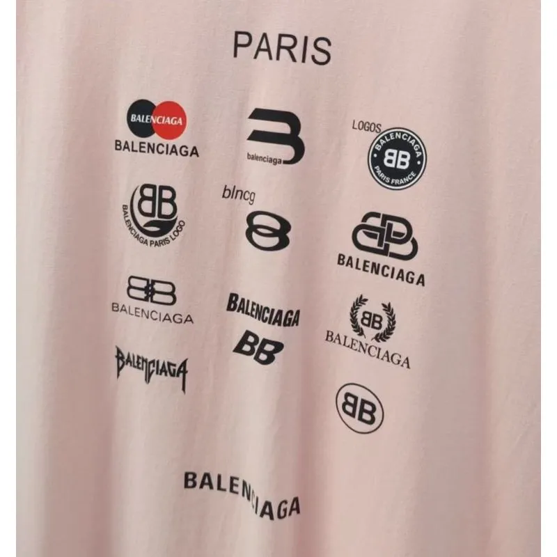 Balenciaga Gucci T-shirts for Men  Balenciaga Logo Print Pink/White/Grey #A54096