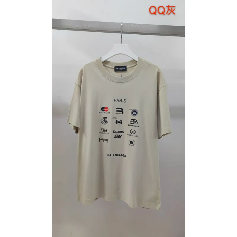 Balenciaga Gucci T-shirts for Men  Balenciaga Logo Print Pink/White/Grey #A54096