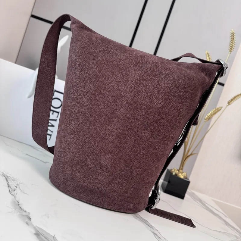 Loewe Loop Suede Bucket Shoulder Bag, 39 x 15.5 x 39 cm #A63228