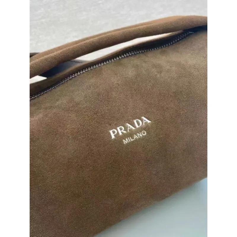 Chic Prada Barrel Bags In Suede And Leather For Fashion - Forward Styling #A49961