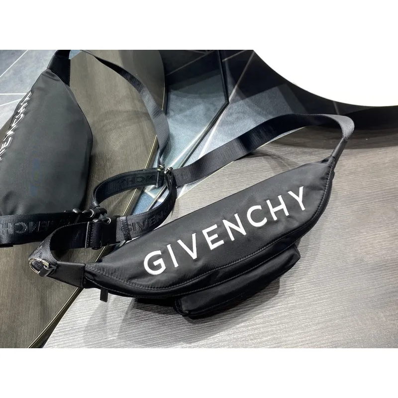 Givenchy Black Nylon Logo Emblazoned Waist Bag #A52350