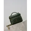 Saint Laurent 819285 GABY Mini Chain Cosmetic Bag - Dark Green Quilted Leather with Detachable Strap #A59505