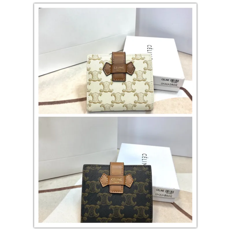 Celine Leather Wallet with Triomphe Closure #A46200