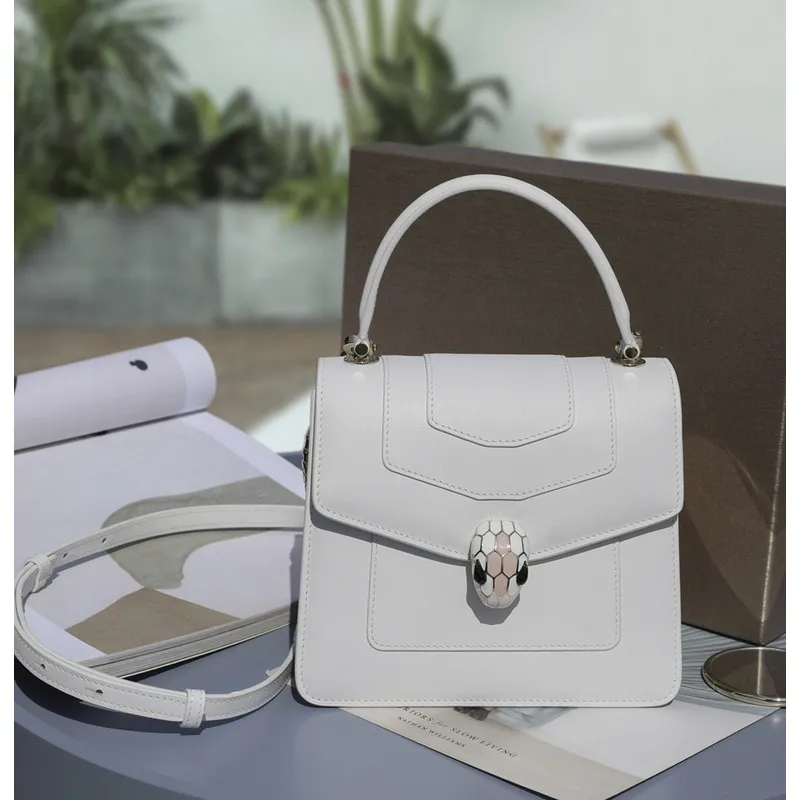Bvlgari Serpenti Forever Top Handle Bag In White Leather Timeless Elegance #A51667