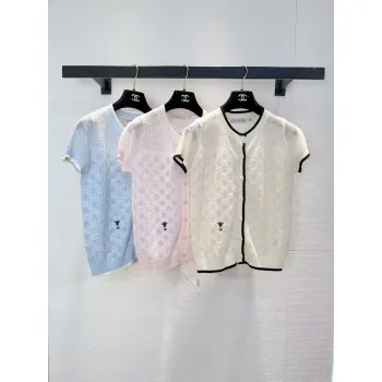 Dior Monogram Knit Short Sleeve Crew Neck Blouse #A63664