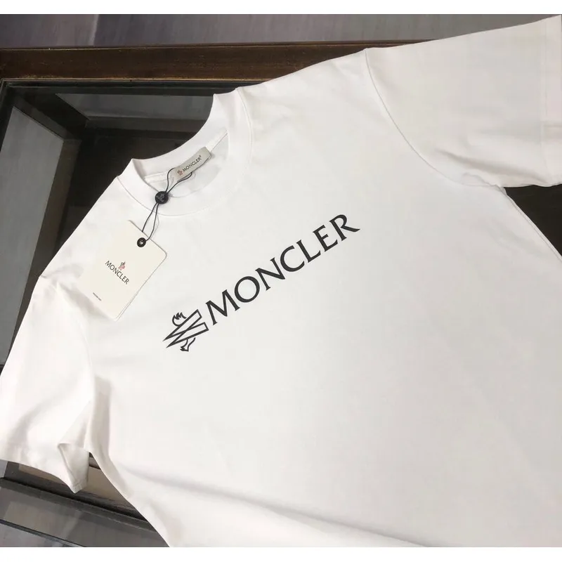 Moncler  Black/White Flocked Logo Cotton T-shirt #A53941