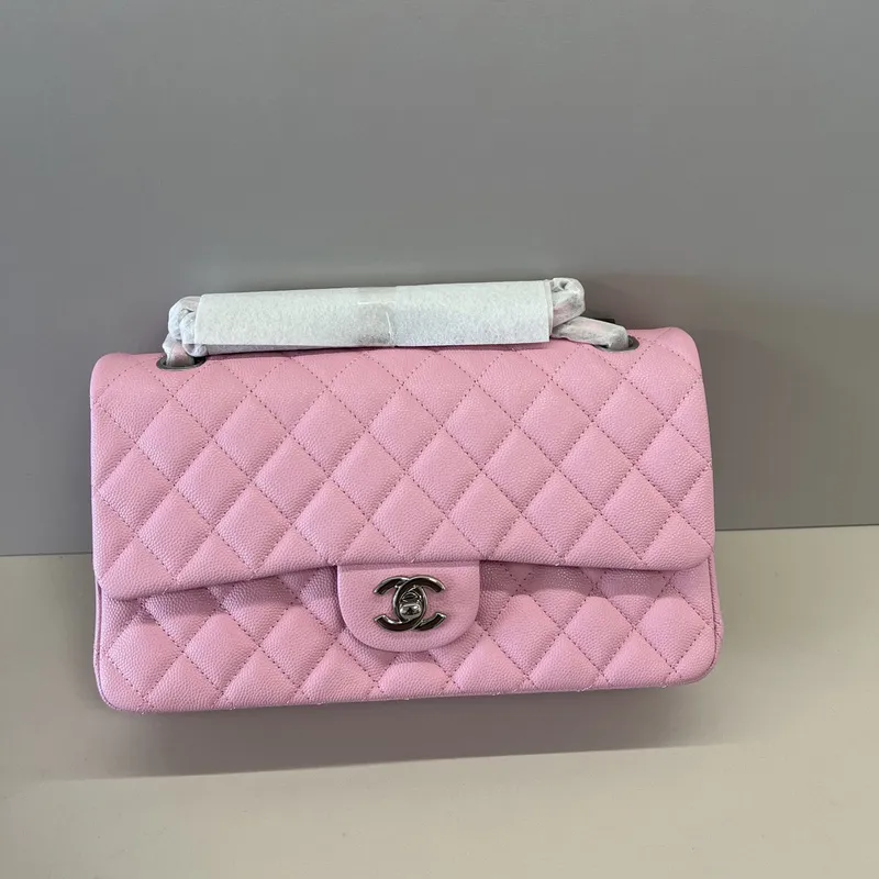 Authentic Chanel Classic Flap Bag in Light  Caviar Leather good Hardware  Wide 25cm #A54376