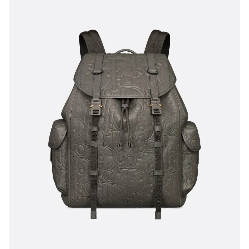 D-ior Mens Grey Embossed Leather Backpack with Signature Hardware - Luxury Fashion for Urban & Travel Essentials A205 #A57316 D-ior Mens Grey Embossed Leather Backpack with Signature Hardware - Luxury Fashion for Urban & Travel Essentials A205 #A57316