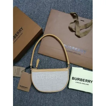 Burberry Canvas And Leather Shoulder Bag With Branding In Neutral Tones #A51529