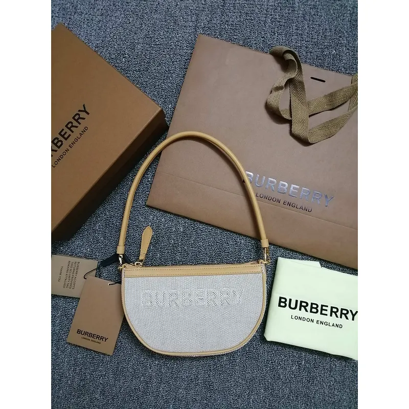 Burberry Canvas And Leather Shoulder Bag With Branding In Neutral Tones #A51529