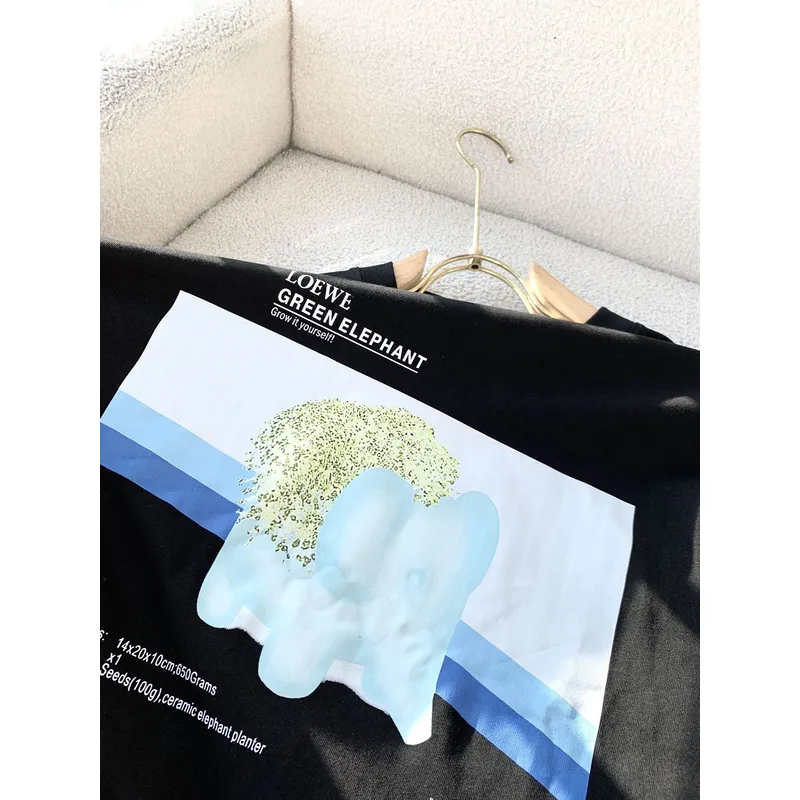Loewe Chia Elephant-Print Cotton-Jersey T-Shirt Black/White #A53829