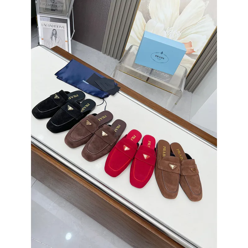 Prada Shoes for Womens Prada Slippers Brown/Black/Red #A47885