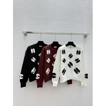 Chanel Womens Crewneck Sweaters  3D CC Logo Embroidery in Multi-Color Options for Luxury Fashion Enthusiasts #A57756