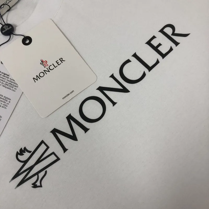 Moncler  Black/White Flocked Logo Cotton T-shirt #A53941