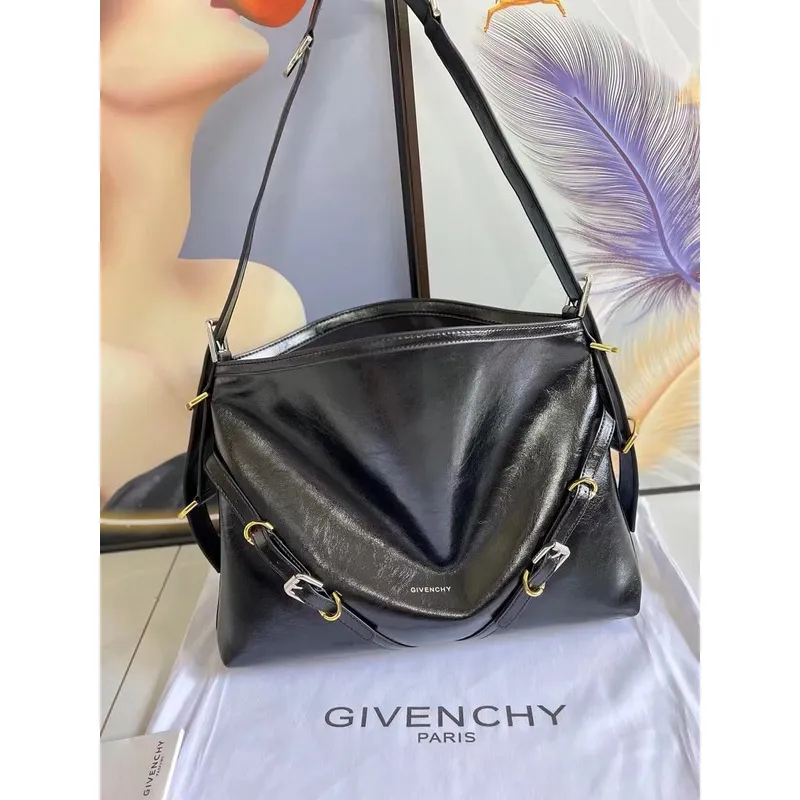 Givenchy Black Leather Shoulder Bag With Signature Hardware #A52355