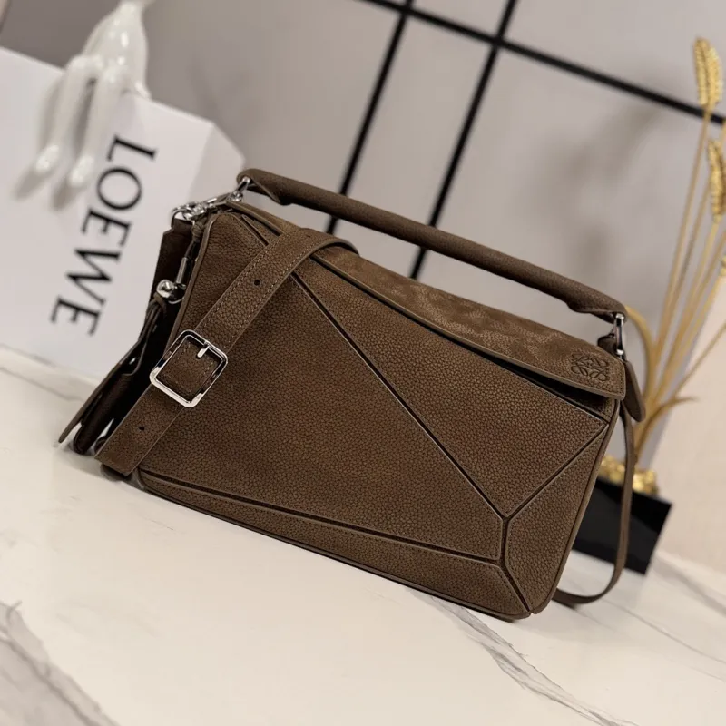 Loewe Featherlight Puzzle Suede Leather Bag 24x10.5x16CM #A63861