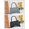 Balenciaga Hourglass Denim Handbag Silver B Logo 23x10x24cm #A64967