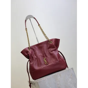 Saint Laurent 833948 Jamie 4.3 Large POCHON Bucket Bag - Burgundy Lambskin with Chain Strap #A59504