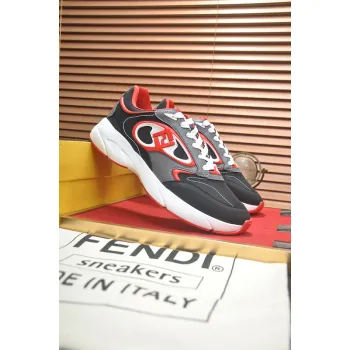 Fendi shoes for Mens Fendi New Domino Sneakers Grey/Red #A52995