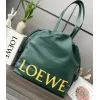 Loewe Green Leather Drawstring Tote Bag With Bold Branding For Chic Everyday Use #A50065
