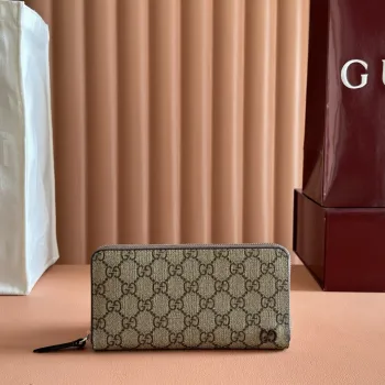 Gucci 856562 Continental Wallet - GG Supreme Canvas & Leather (Black/Beige) #A60531